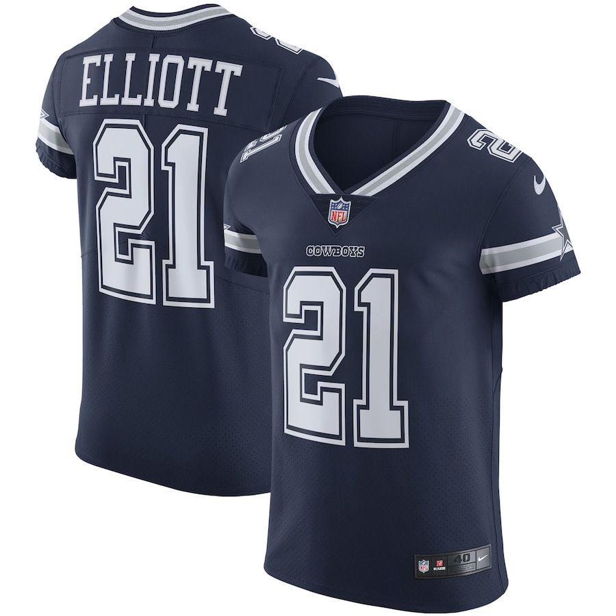 Men Dallas Cowboys #21 Ezekiel Elliott Nike Navy Vapor Elite NFL Jersey->dallas cowboys->NFL Jersey